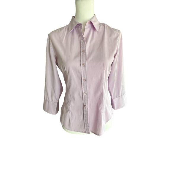 Express Purple 3/4 sleeve Button Down Top Stretch size 3/4 - Picture 1 of 3